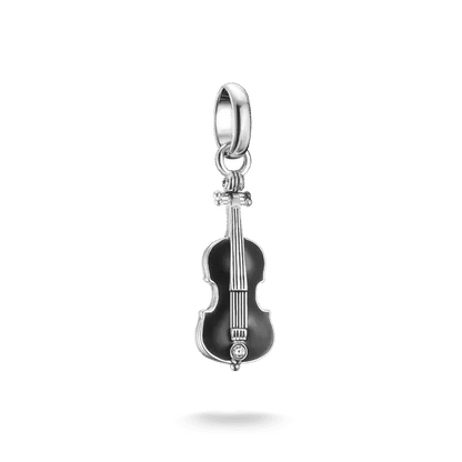 Silversmycke med cello-motiv och zirkoniasten