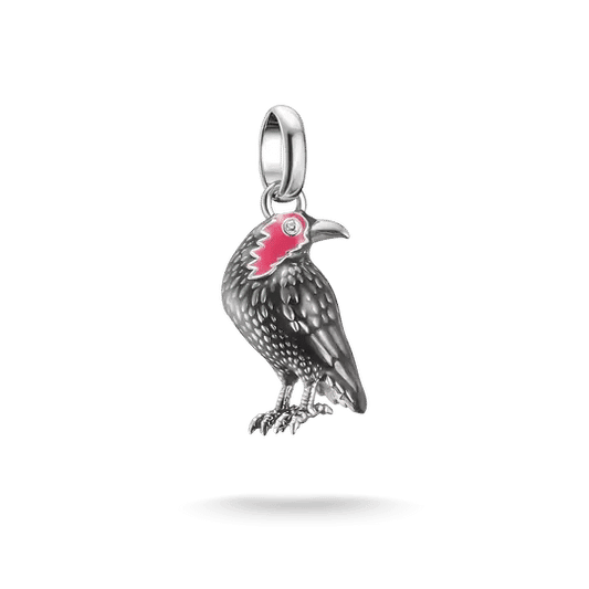 Kråk-berlock i 925 sterling silver med röd zirkonia-accent