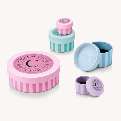 Charm Club smyckeskrin i rosa, turkos och lila (flera lock och insatser)