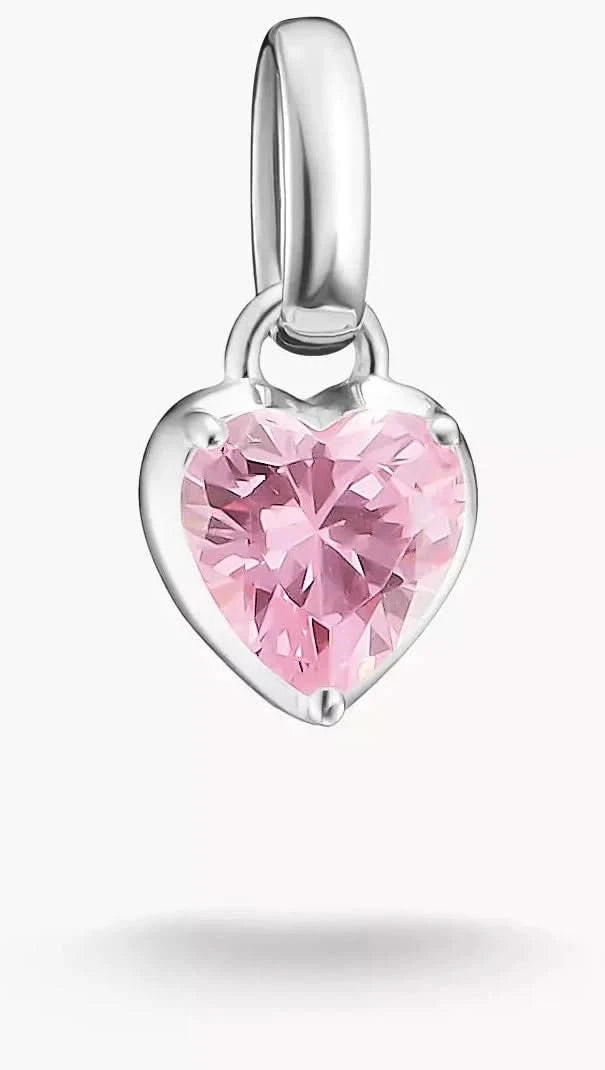 Halsbandshänge i silver med rosa kristall i mitten, fäst vid öglan
