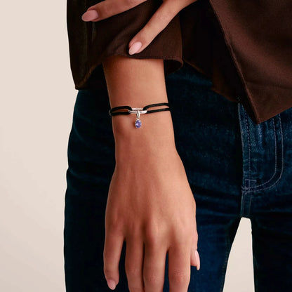 Armband med silverberlock och lila sten