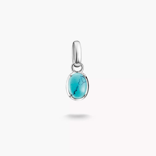 THOMAS SABO Charm-hänge med oval turkos sten i silverinfattning