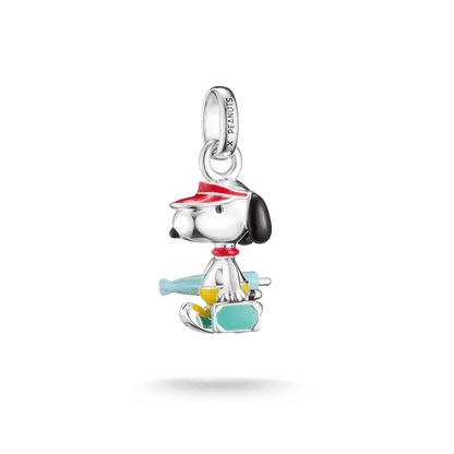 Snoopy-halsband i silver med färgglada detaljer och ögla