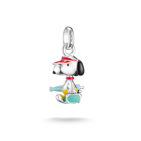Snoopy-halsband i silver med färgglada detaljer och ögla