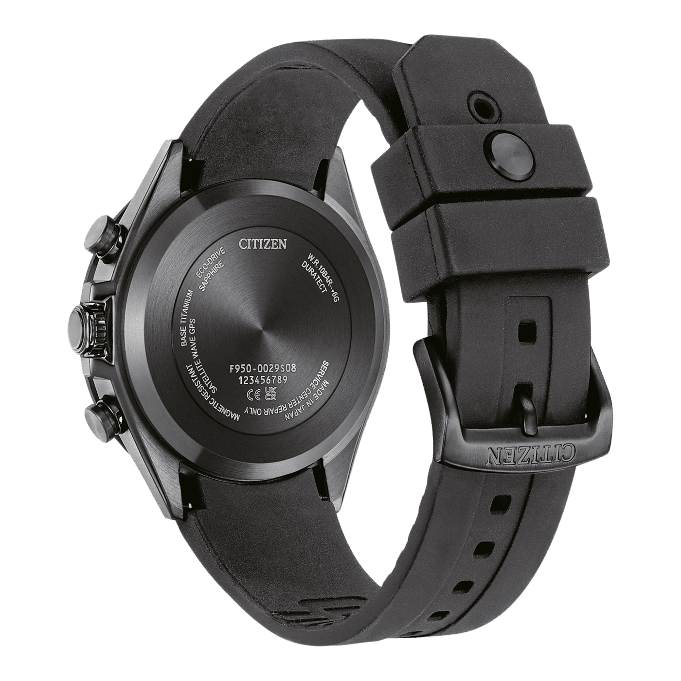 Herrklocka med svart boett och svart silikonarmband, synligt spänne