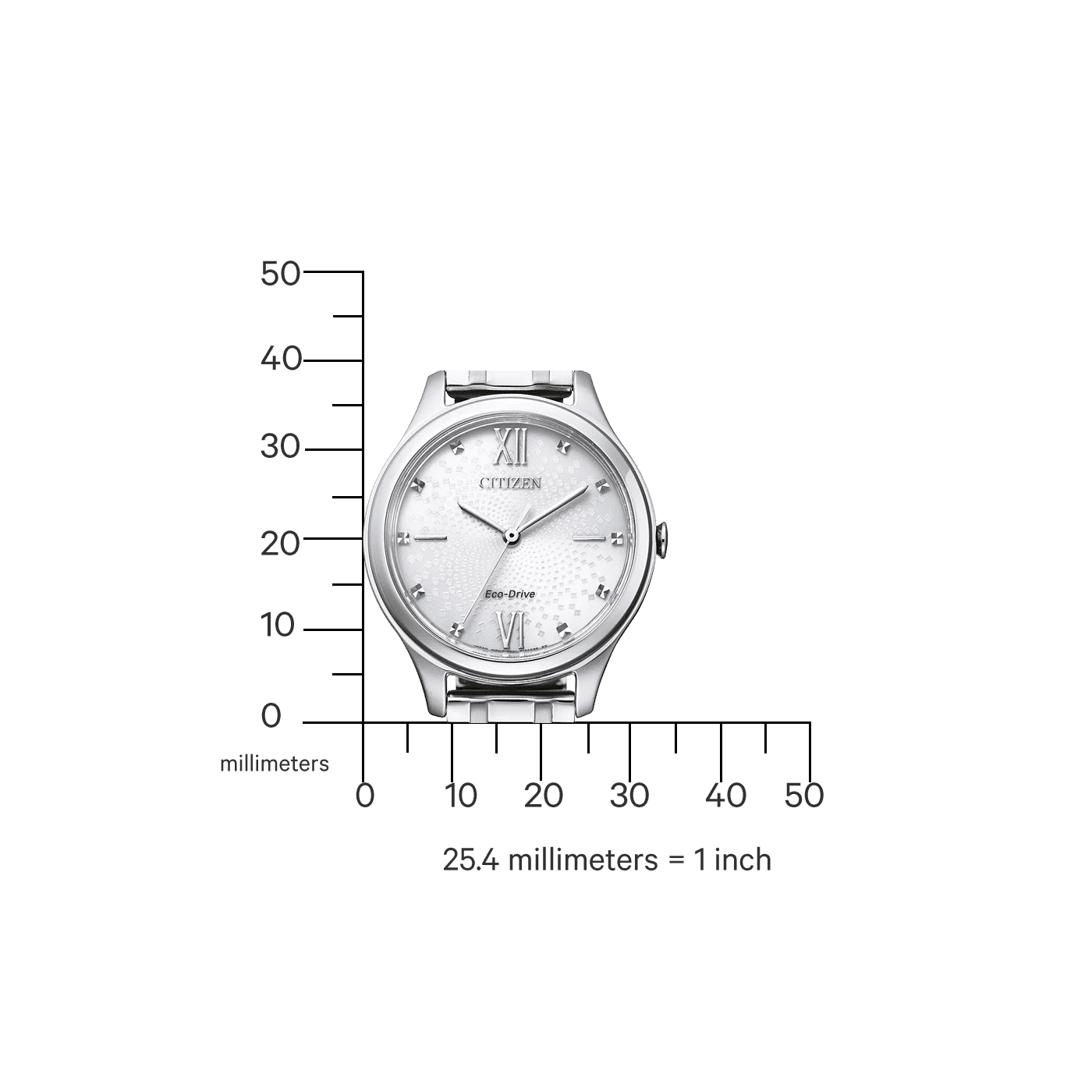Citizen damklocka med silverfärgad urtavla, Eco-Drive, indexmarkörer