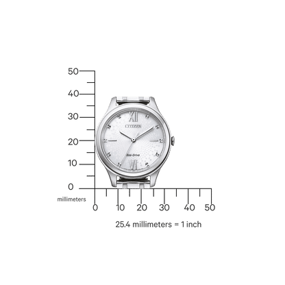 Citizen damklocka med silverfärgad urtavla, Eco-Drive, indexmarkörer