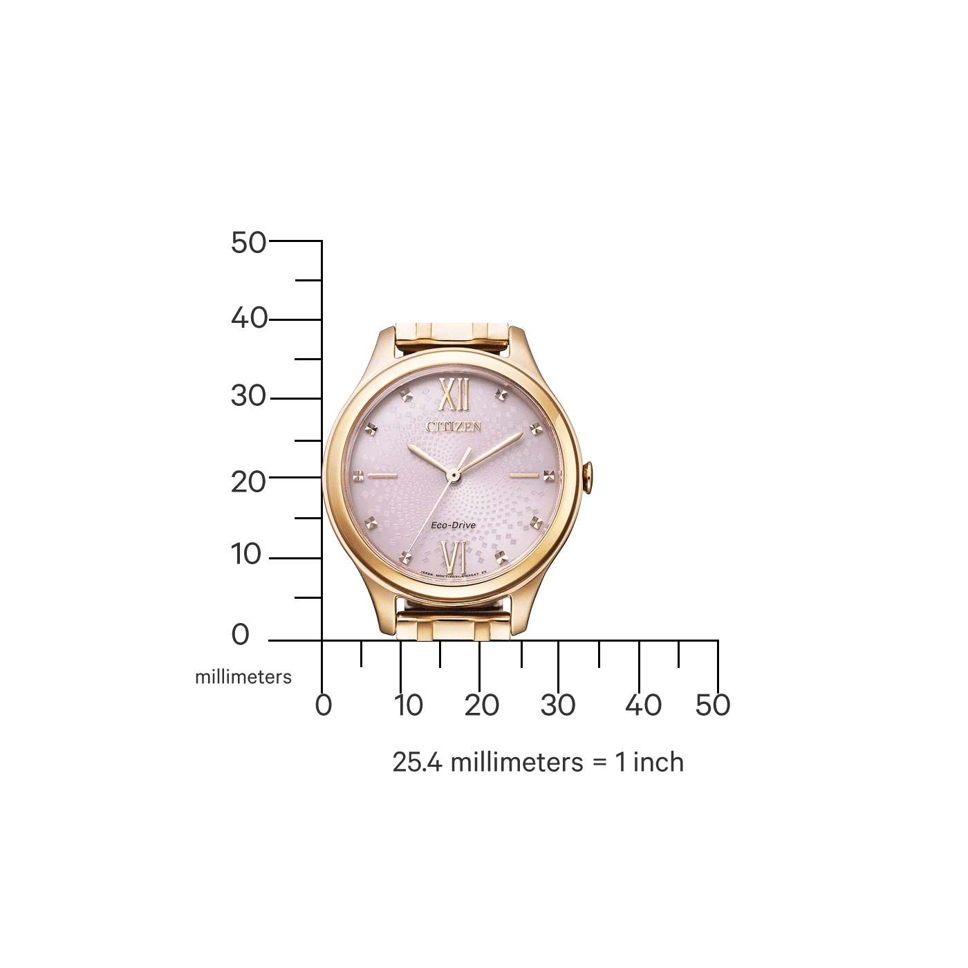 Damarmbandur med roséguldigt boett, lila urtavla, romerska siffror