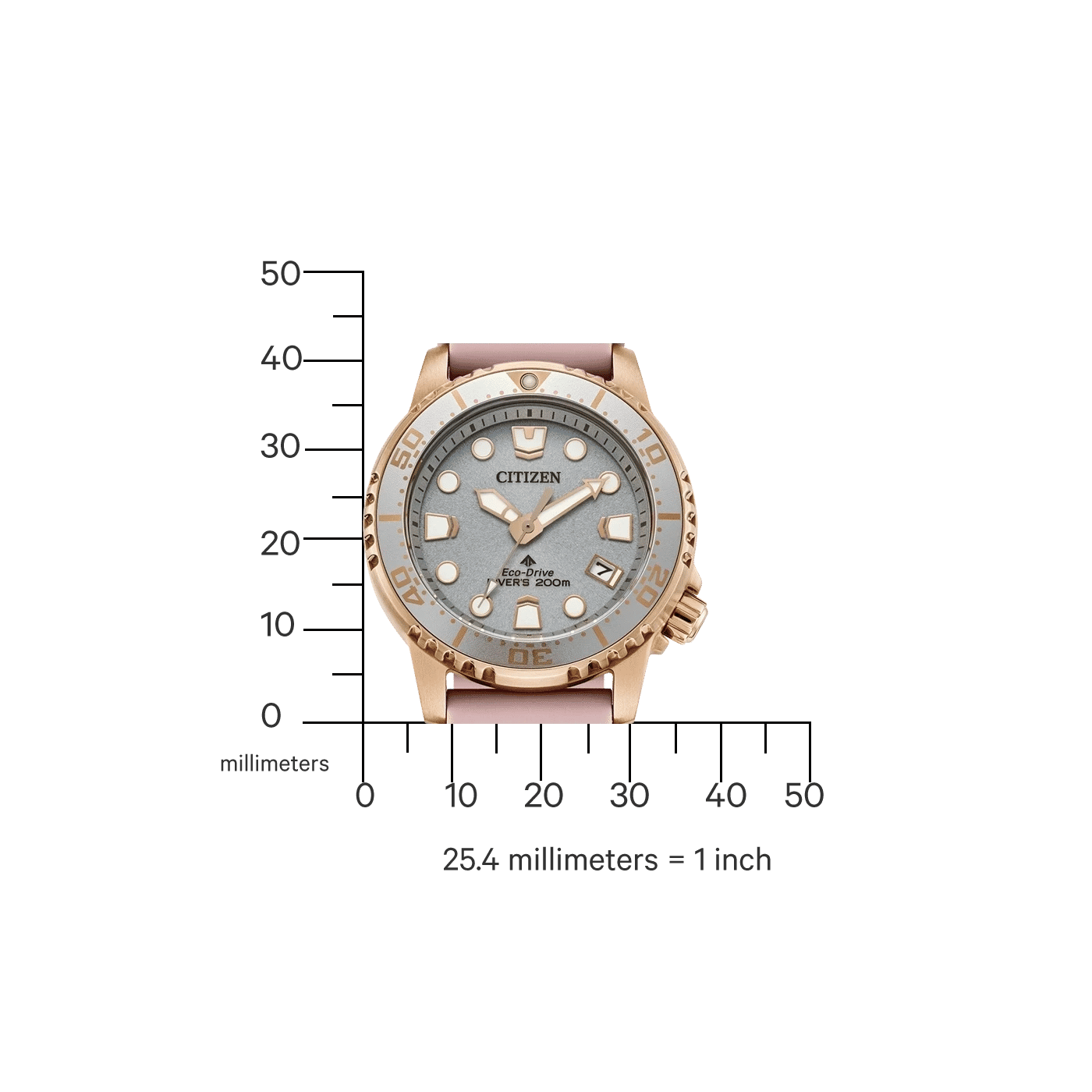 Citizen Promaster Damklocka: ljusgrå urtavla, rosa armband, roséguldtonad ring