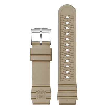 Klockarmbandsset i beige: metallspänne och gummiarmband med justeringshål