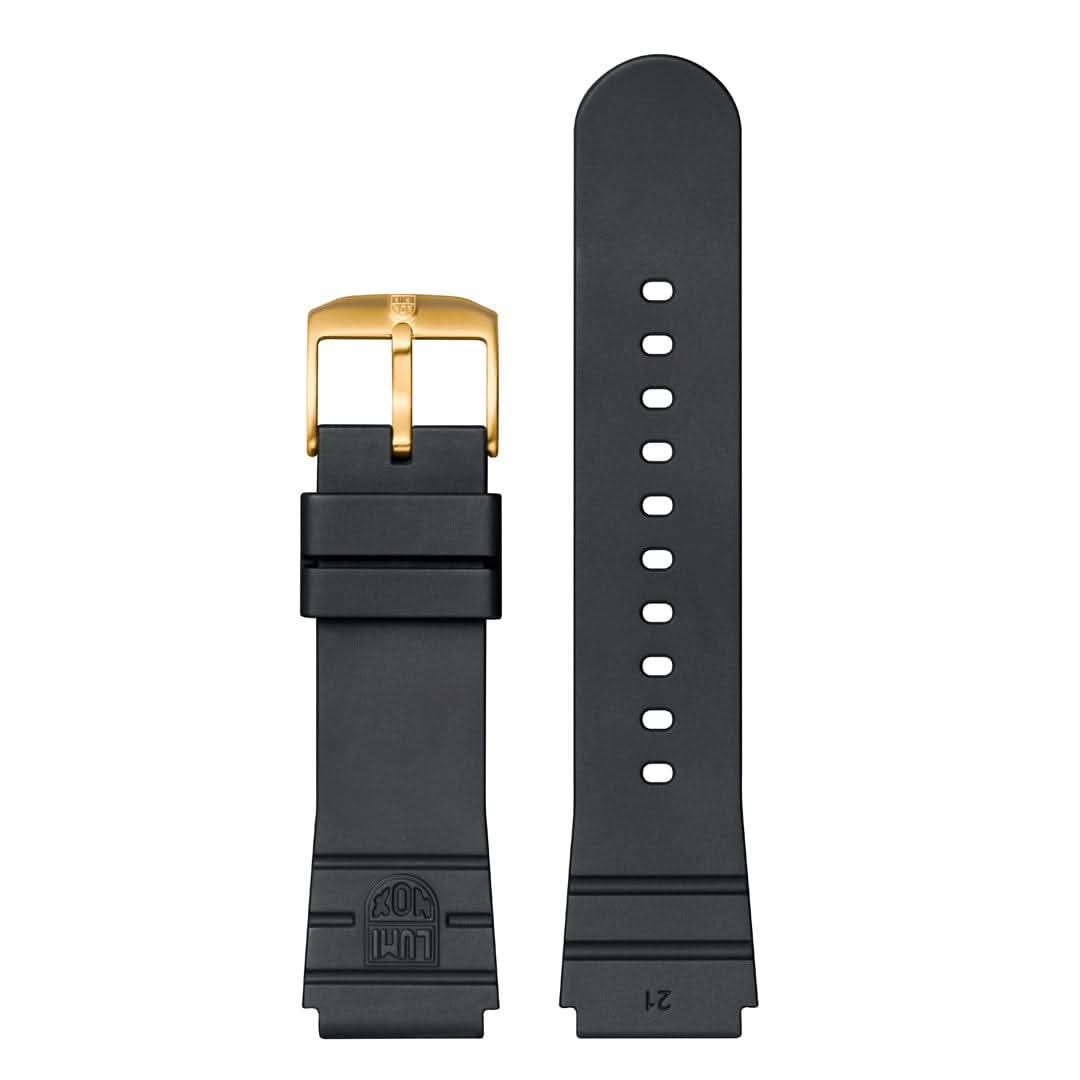 Herrklocka med armband och guldfärgat spänne med dorn och perforerade säkerhetshål