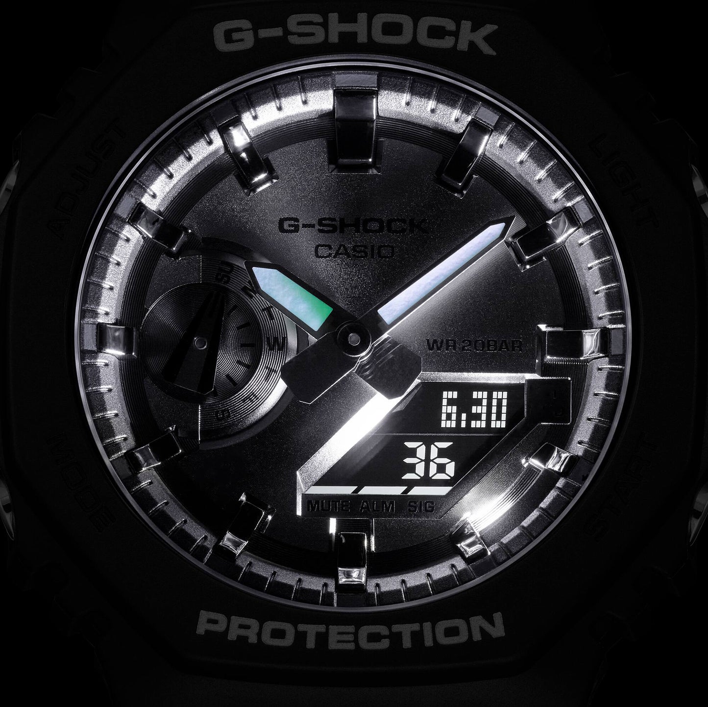 Casio GA-2100SB-1AER G-Shock Classic Herrenuhr Silber • Carbon Core Guard • 20 BAR wasserdicht, Bild 9