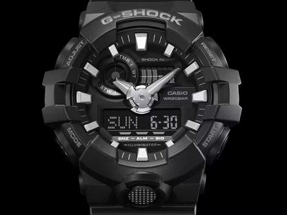 Casio G-SHOCK herrklocka med svart urtavla, analoga visare och digital display