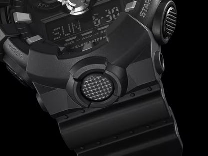 Casio G-SHOCK herrklocka, frontdetalj med strukturerad yta och kontrollelement