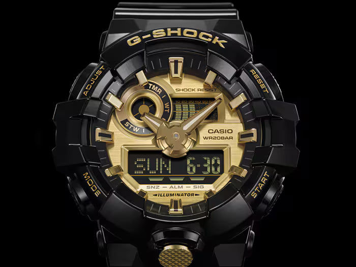 Casio G-Shock GA-710GB-1AER herrklocka • Extrem stöttålighet • Svart & guld-design