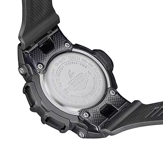 Armbandsur för herrar med boett i svart och präglad baksida i metall, synliga skruvar