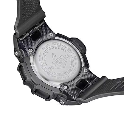 Armbandsur för herrar med boett i svart och präglad baksida i metall, synliga skruvar