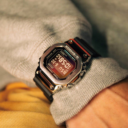 G-Shock G-Steel Herren-Uhr am Handgelenk: silbernes Edelstahlgehäuse, schwarzes Band