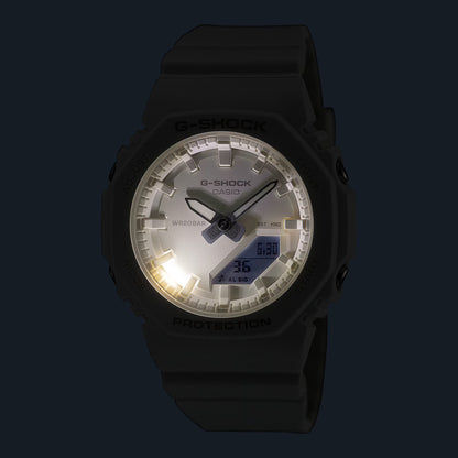 Casio G-Shock damklocka med svart armband och lysande analog urtavla