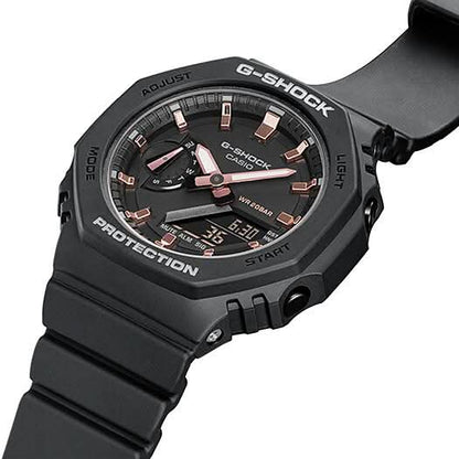 Casio G-Shock damklocka, svart urtavla med visare och digital display