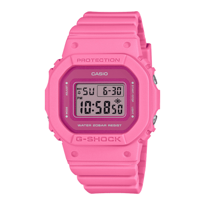 Casio G‑SHOCK Damenuhr mit pinkem Resinarmband, digitaler Anzeige und Tasten
