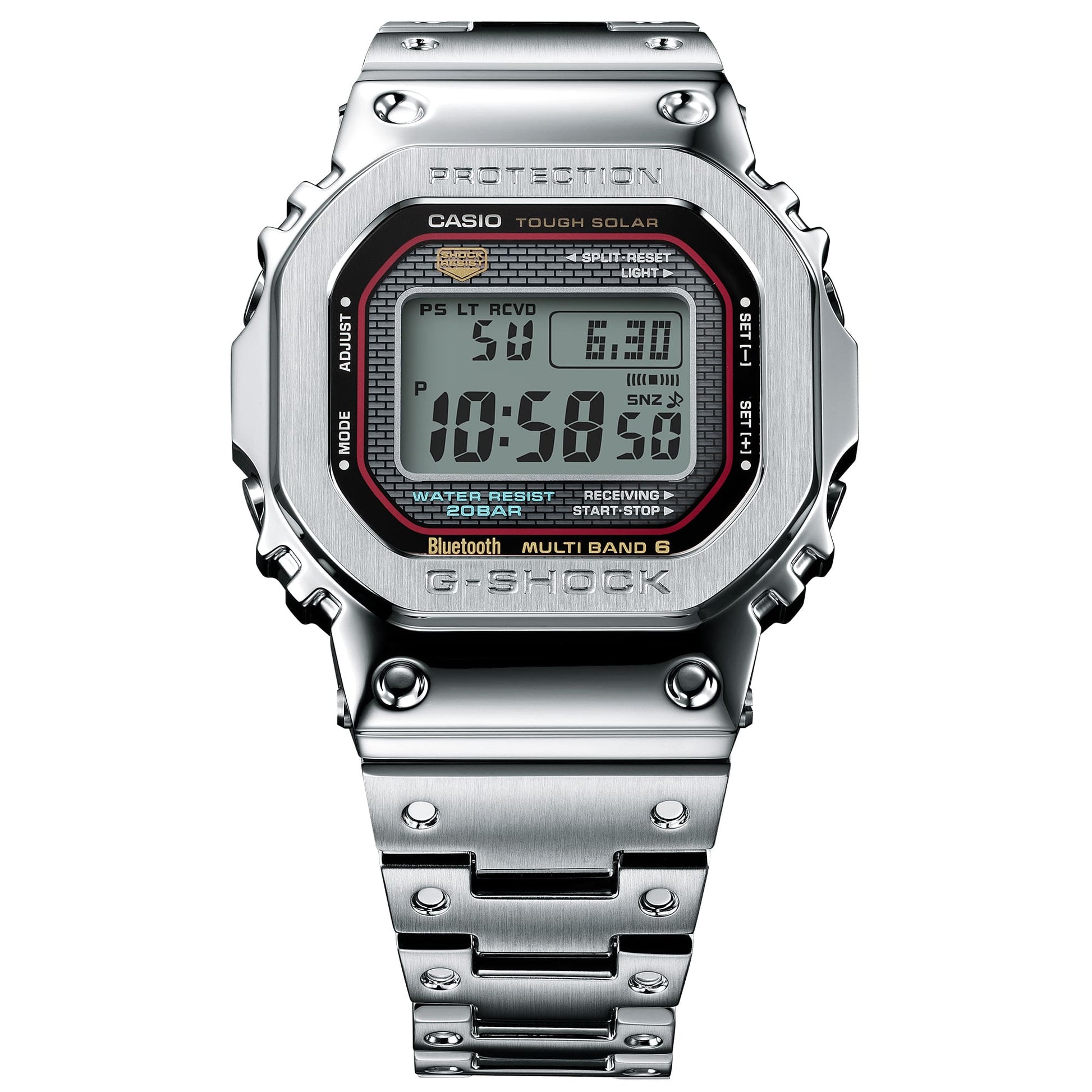 Casio G-Shock Pro Vollmetall-Uhr mit digitalem Display und Metallarmband