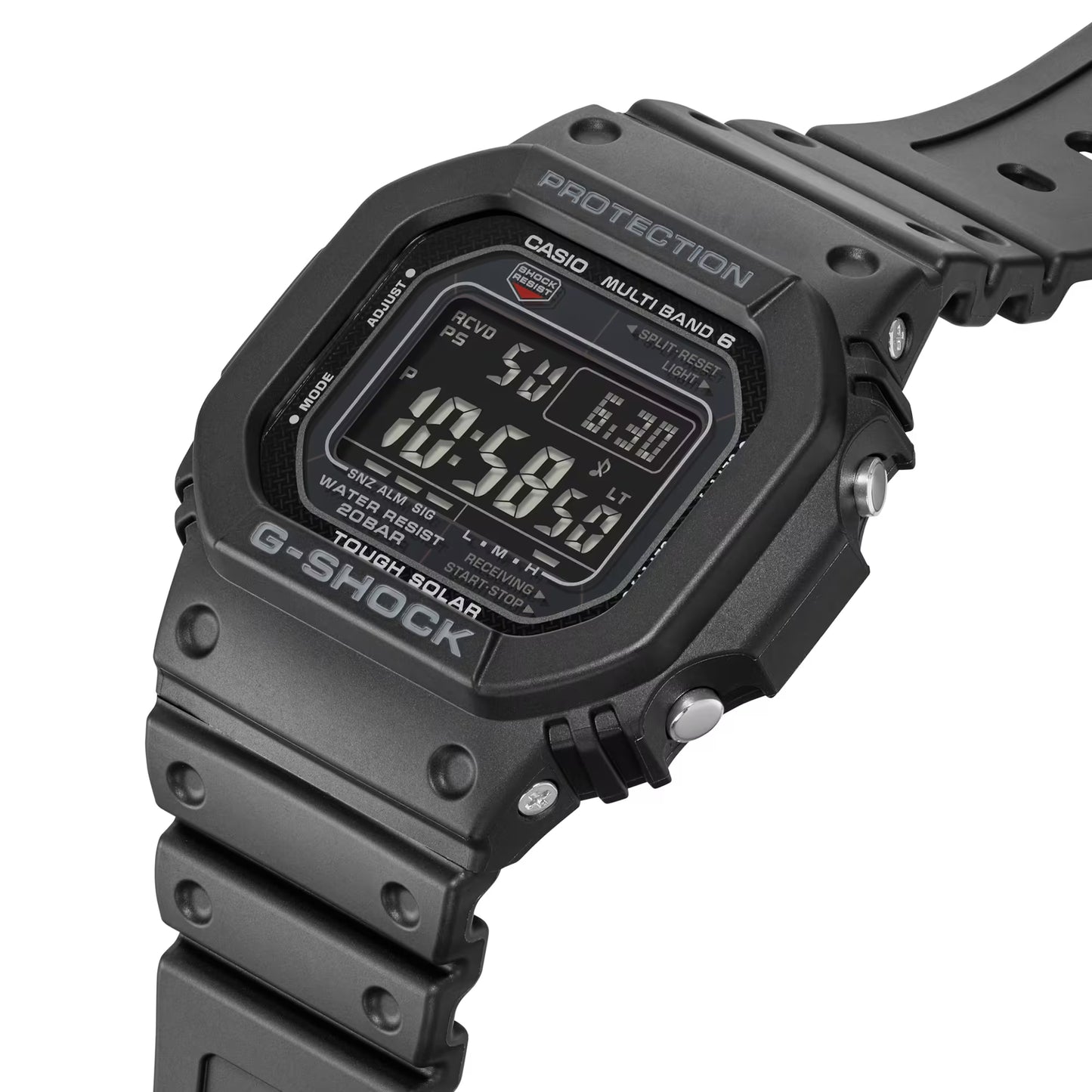 Casio G-Shock herrklocka med svart boett och skyddsband, digital display