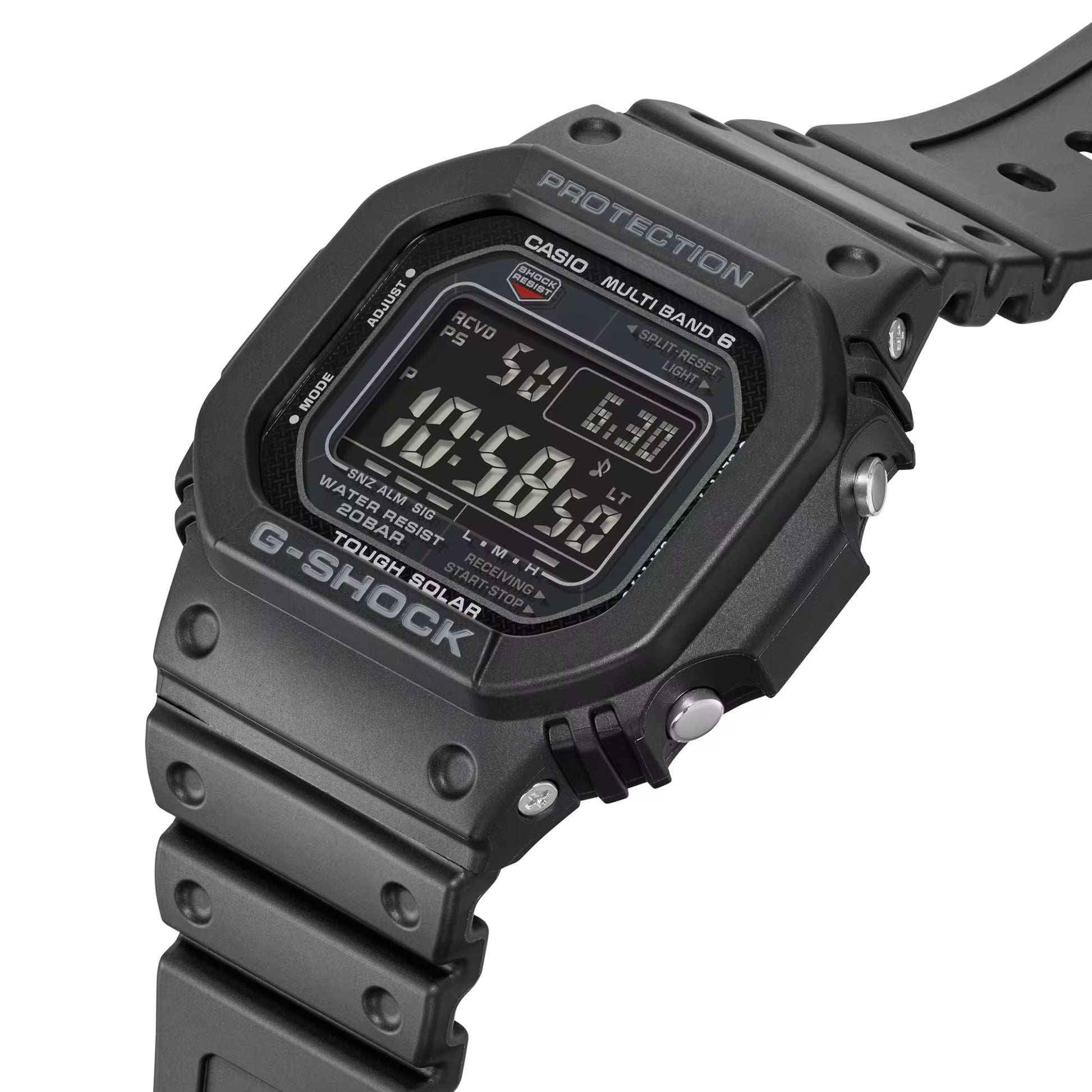 Casio G-Shock herrklocka med svart boett och skyddsband, digital display