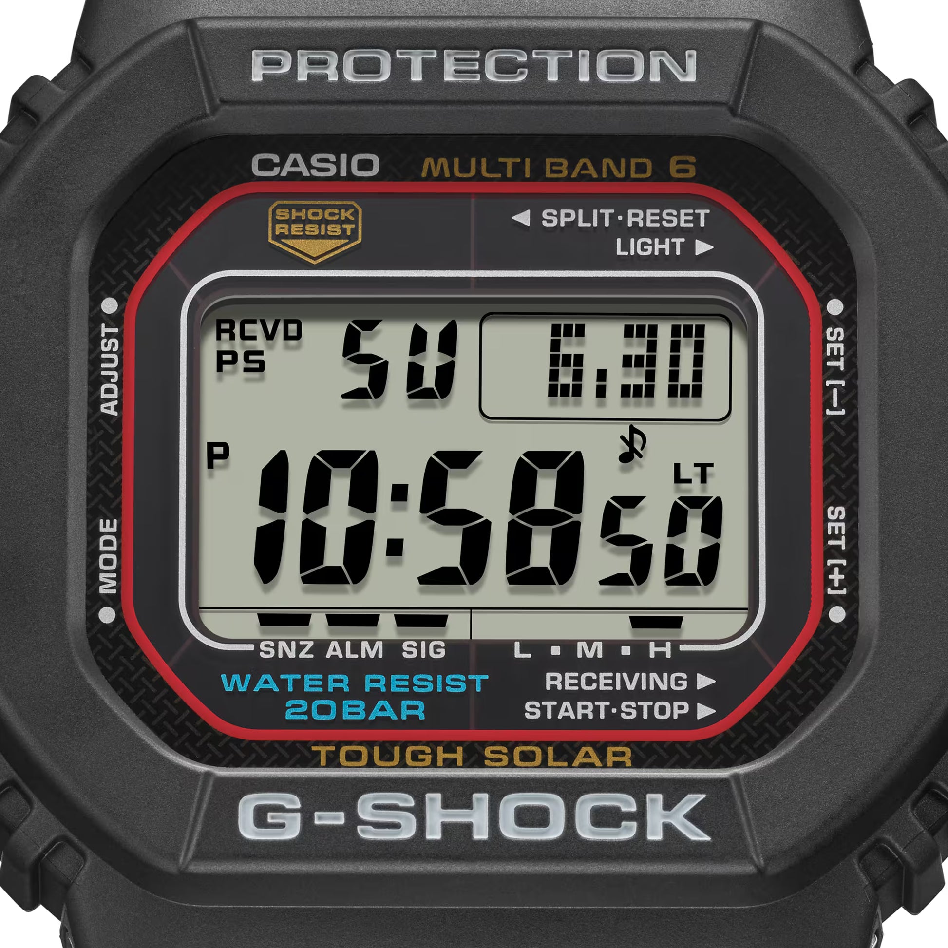 Armbandsur för herrar med digital display, boett i svart med skyddskant och armband i resin