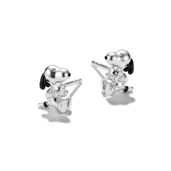 Snoopy-örhängen i 925 sterlingsilver med vit zirkonia, blanka
