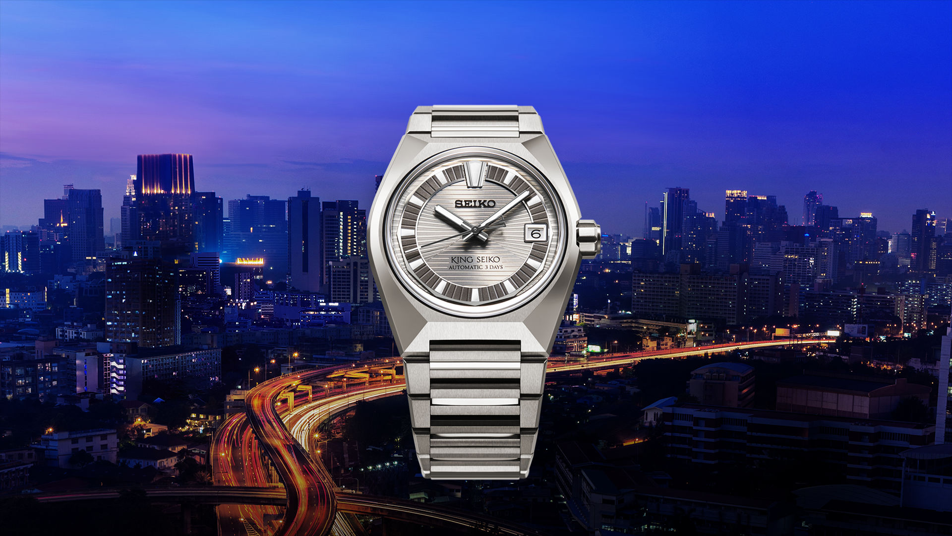 Herrenarmbanduhr Seiko King Seiko, Titan mit Metallarmband und Saphirglas
