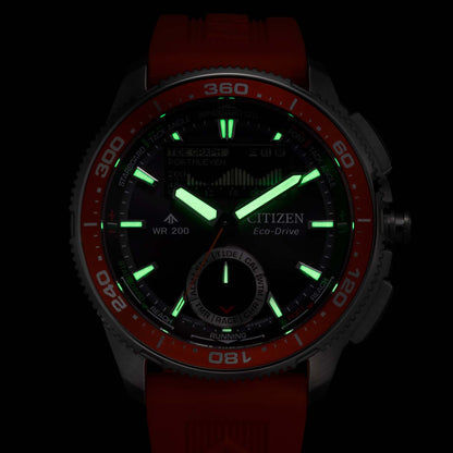 Citizen Promaster Herrenarmbanduhr mit leuchtenden grünen Zeigern und schwarzem Zifferblatt