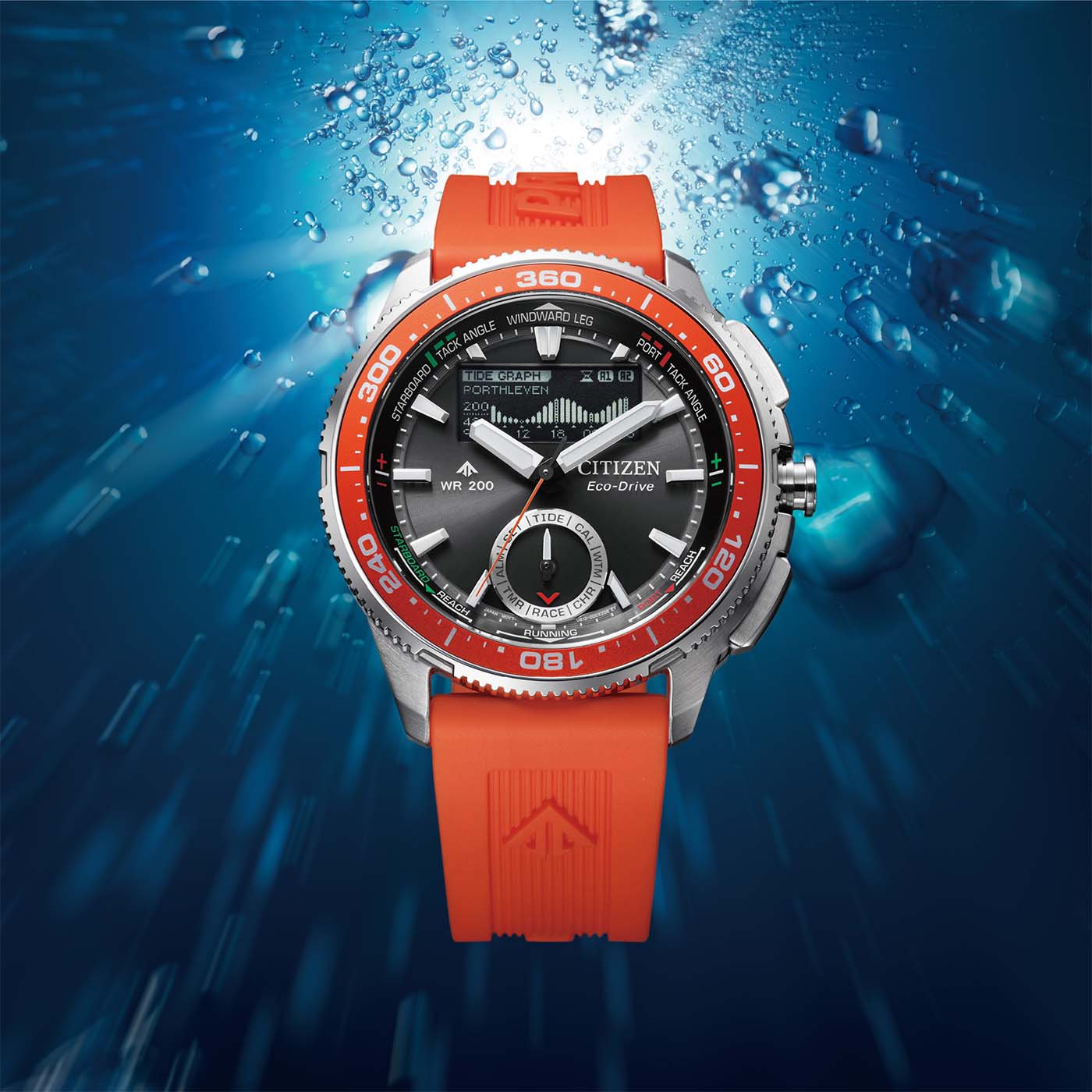 Citizen Promaster Herrenarmbanduhr mit orangefarbener Lünette und schwarzem Zifferblatt