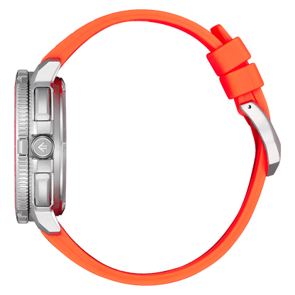 Citizen Promaster Herrenarmbanduhr: Seitenansicht mit orangefarbenem Silikonband