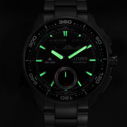 Herrenarmbanduhr Citizen PROMASTER in Schwarzoptik, schwarzes Zifferblatt mit grünen Markierungen