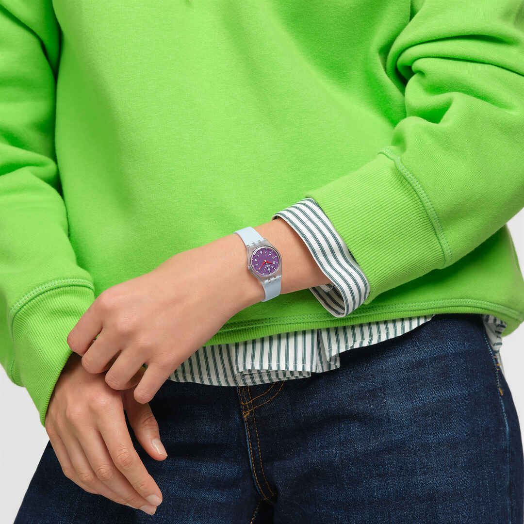 Swatch Originals Small LL126 Damenuhr Lila • Transparentes Gehäuse • Verspieltes Farbdesign, Bild 8