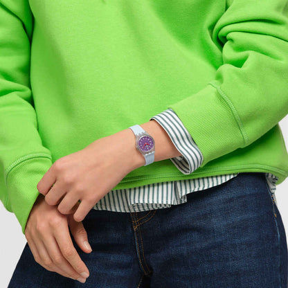Swatch Originals Small LL126 Damenuhr Lila • Transparentes Gehäuse • Verspieltes Farbdesign, Bild 8