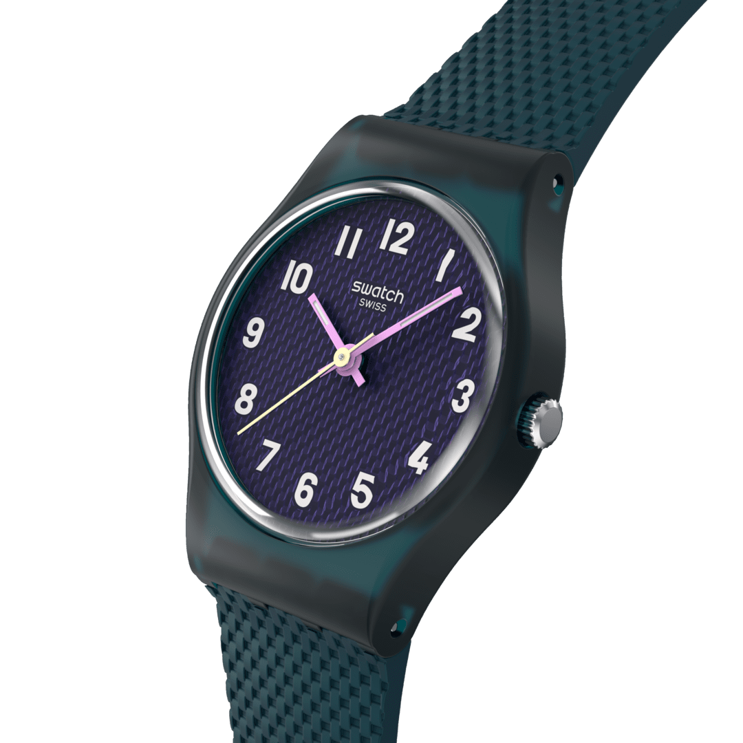 Swatch Teal Weave LL127 Damen Armbanduhr Petrol • Leuchtzeiger • Transparentes Gehäuse, Bild 3