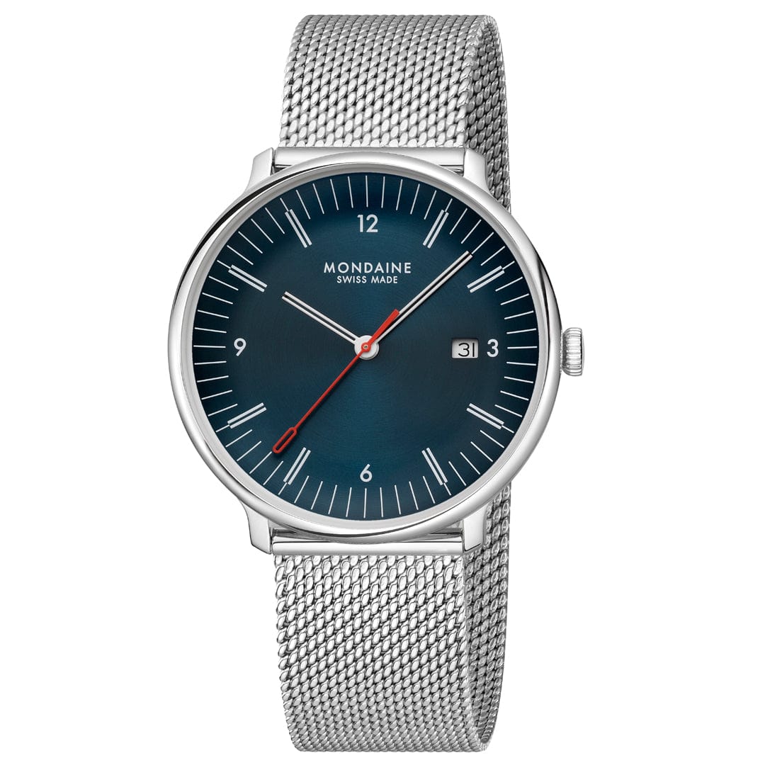Mondaine Doppio MLE.41240.LQV.SET Herrenuhr Blau • Saphirglas mit Antireflexbeschichtung • Schweizer Quarzwerk, Bild 12