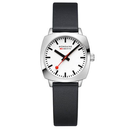 Mondaine Petite Cushion MSL.31110.LBV Damenuhr Schwarz • Saphirglas • Swiss Made