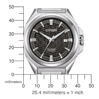Herrklocka med svart urtavla, silverfärgade visare och index, datumvisning