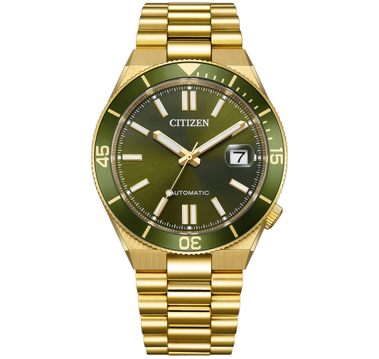 Citizen Tsuyosa herrklocka med grön urtavla och guldfärgat armband i rostfritt stål