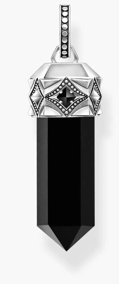 THOMAS SABO hänge med svart onyxkristall, silverinfattning och kedja