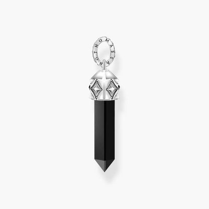 THOMAS SABO hänge: svart kristall-droppe med silversmycke och ögla