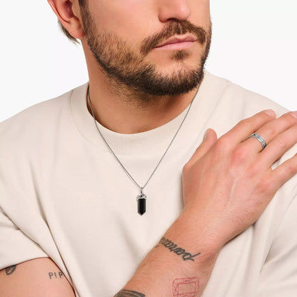 Halsband med THOMAS SABO-berlock och svart onyxkristall på band
