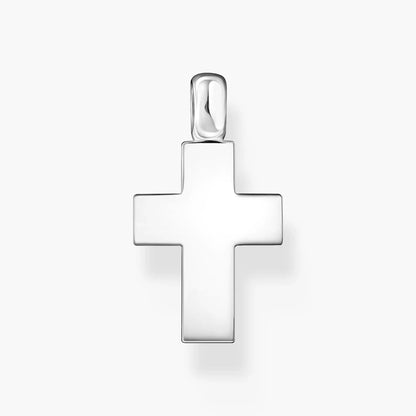Korshänge i metall med minimalistisk korsform, med ögla