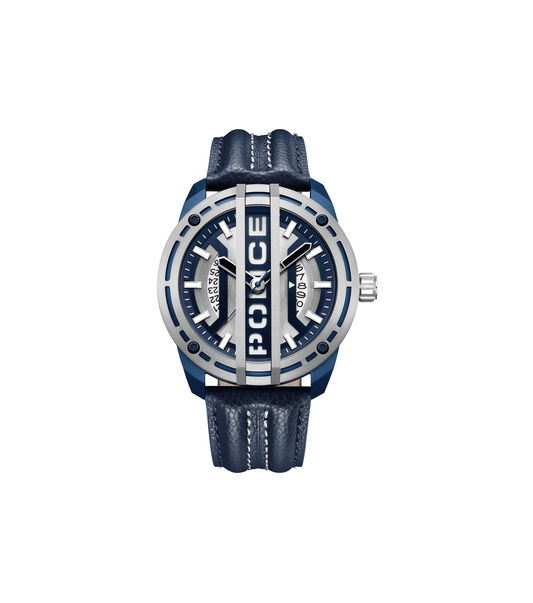 Police Fast Lane PEWGB0039841 Herrenuhr Blau • Lederarmband • Datumsanzeige