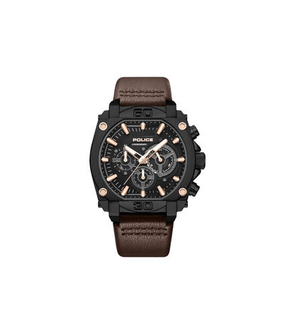 Police Norwood PEWGC0092905 Herrenuhr Grau • Quarz-Chronograph • Lederarmband Braun