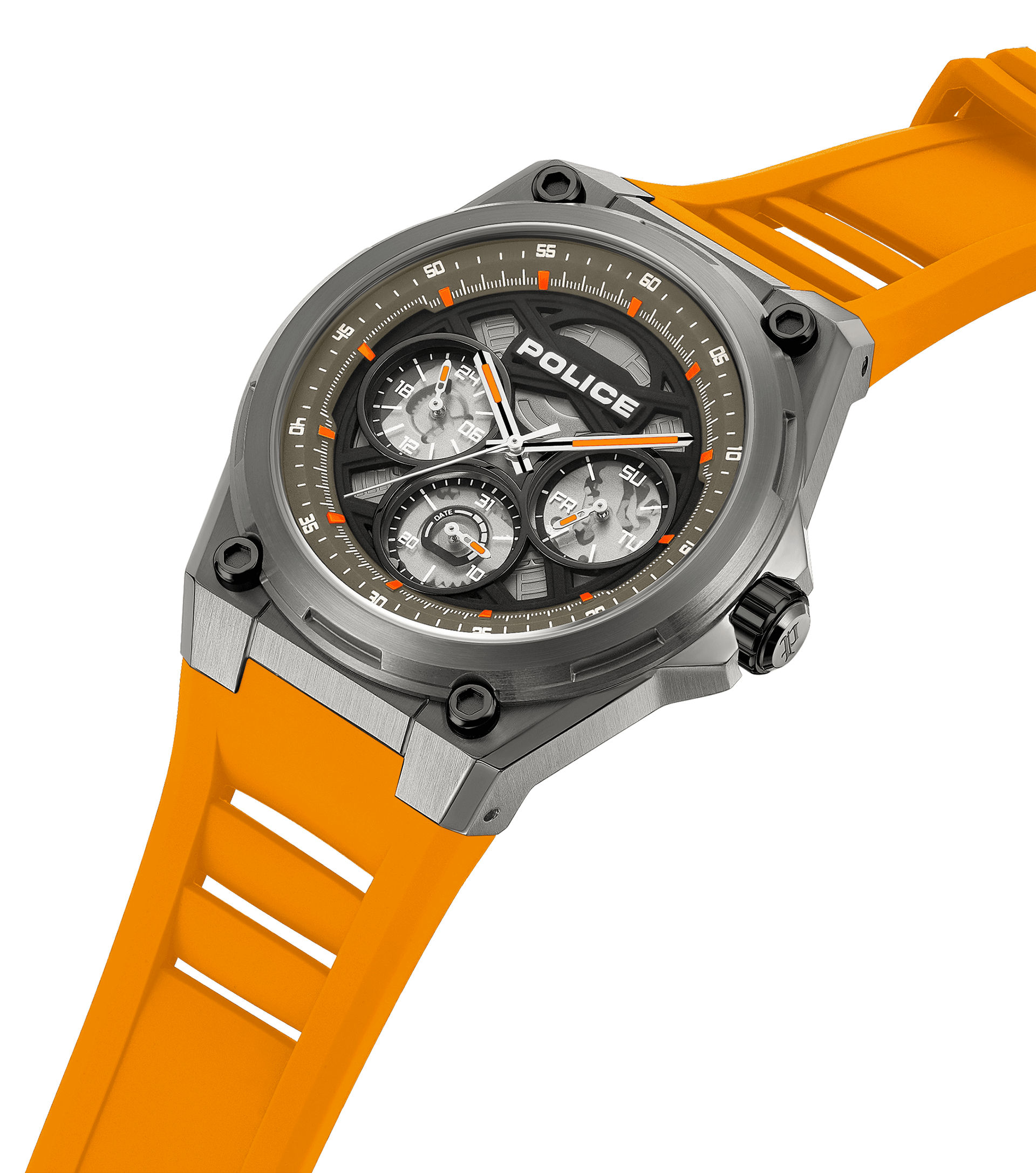 Police Dominion PEWGQ0093802 Herrenuhr Orange • Edelstahlgehäuse mit IP-Beschichtung • Multifunktion, Bild 2