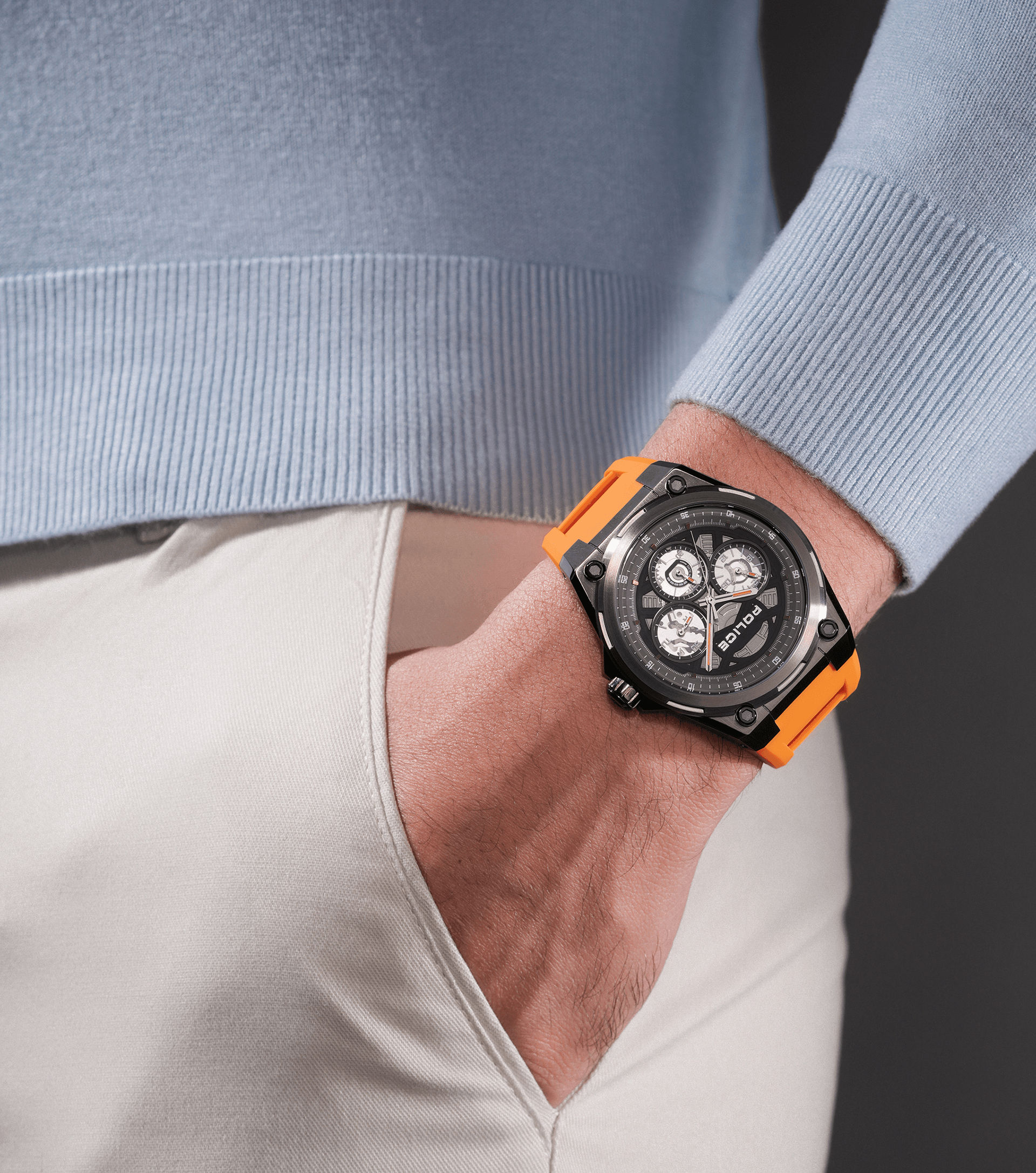 Police Dominion PEWGQ0093802 Herrenuhr Orange • Edelstahlgehäuse mit IP-Beschichtung • Multifunktion, Bild 5